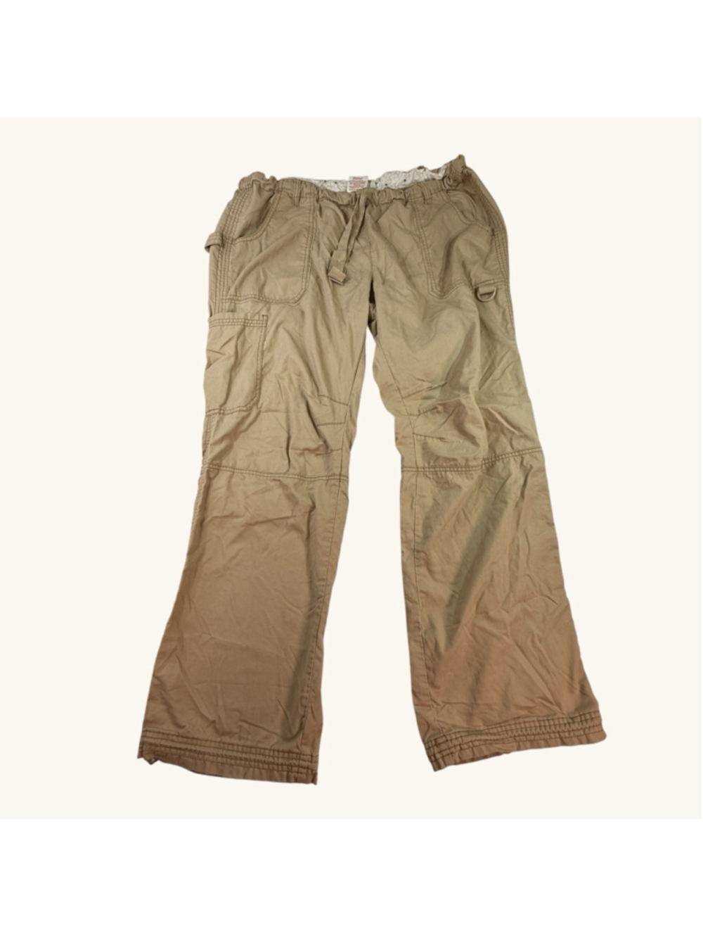 Kathy Peterson Women’s Khaki Scrub Pants XL Drawstring Cargo Utility Pants
